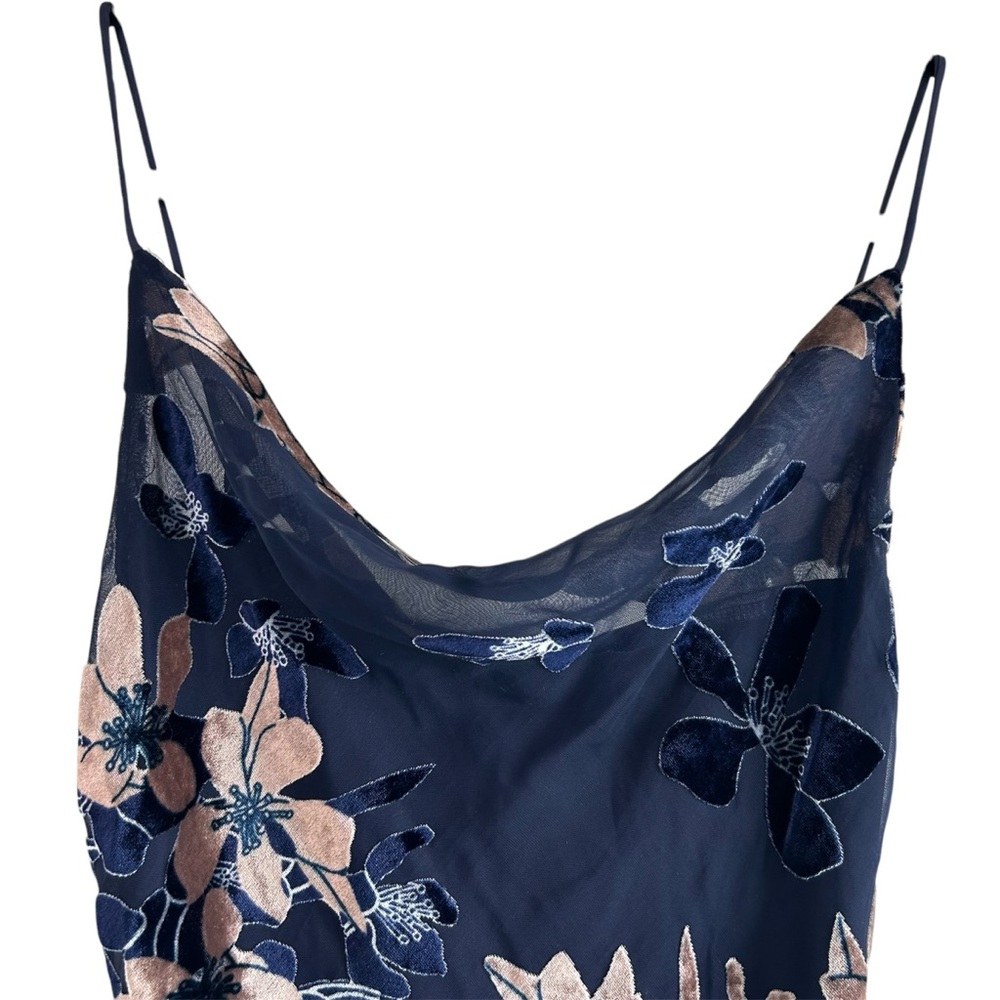 Hello Molly Ninety Kisses Blue Mocha Print Velvet Burnout Slip Mini Dress Size M - Picture 2 of 16